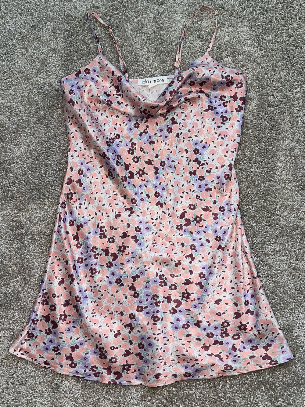 Lola Grace Womens sz M Multicolor Floral Spaghetti Strap Slip Dress 46-13 a337